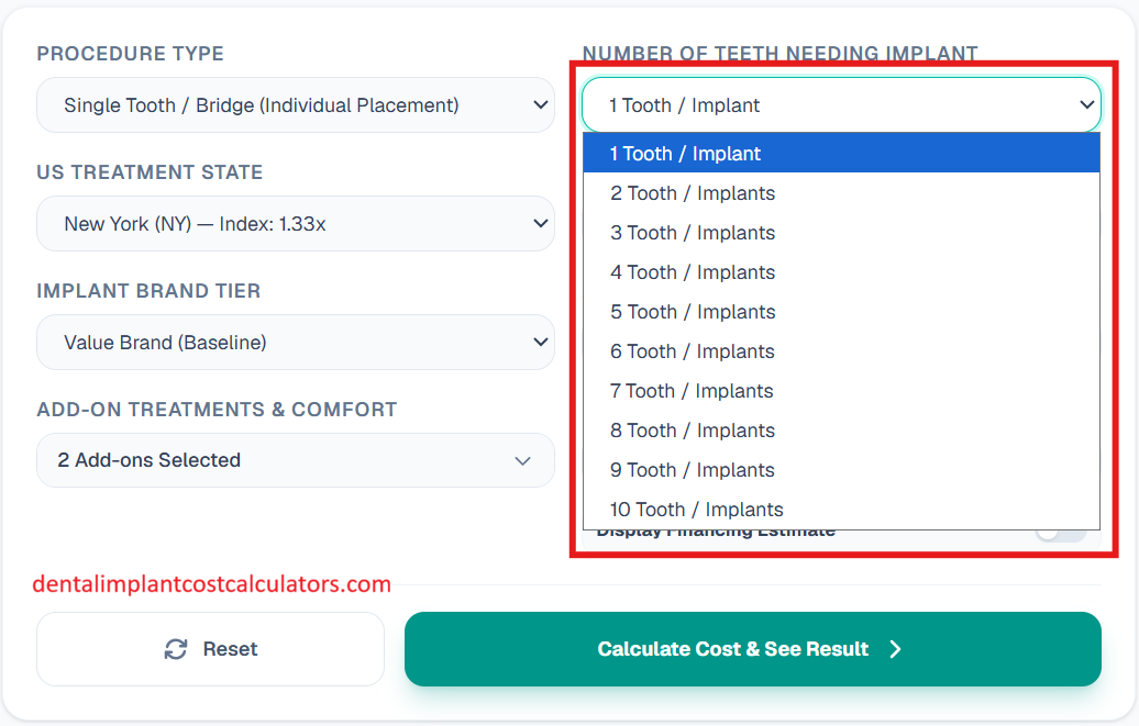 Choose Number of Teeth Implants